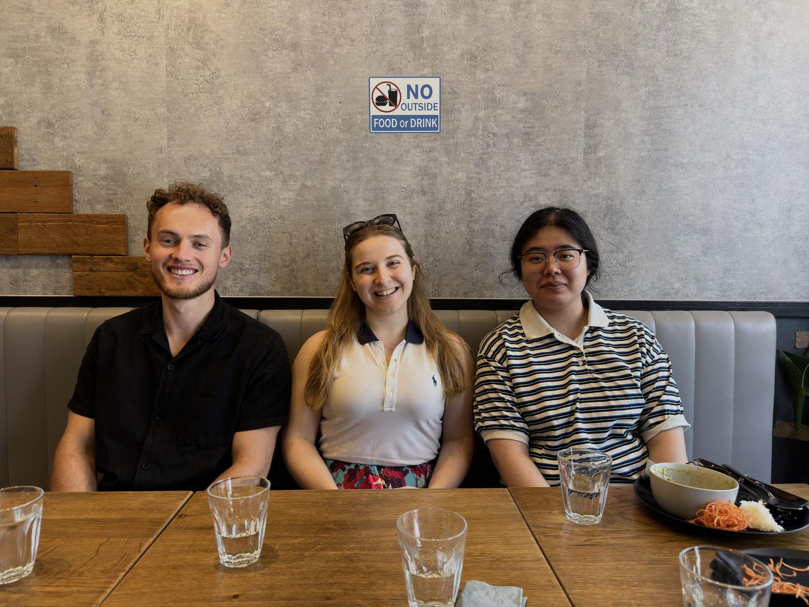Lunch with Daniel Cincura, Cecilia Longoni, and Liu Qijun celebrating their PhD Early Stage Assessment passes.